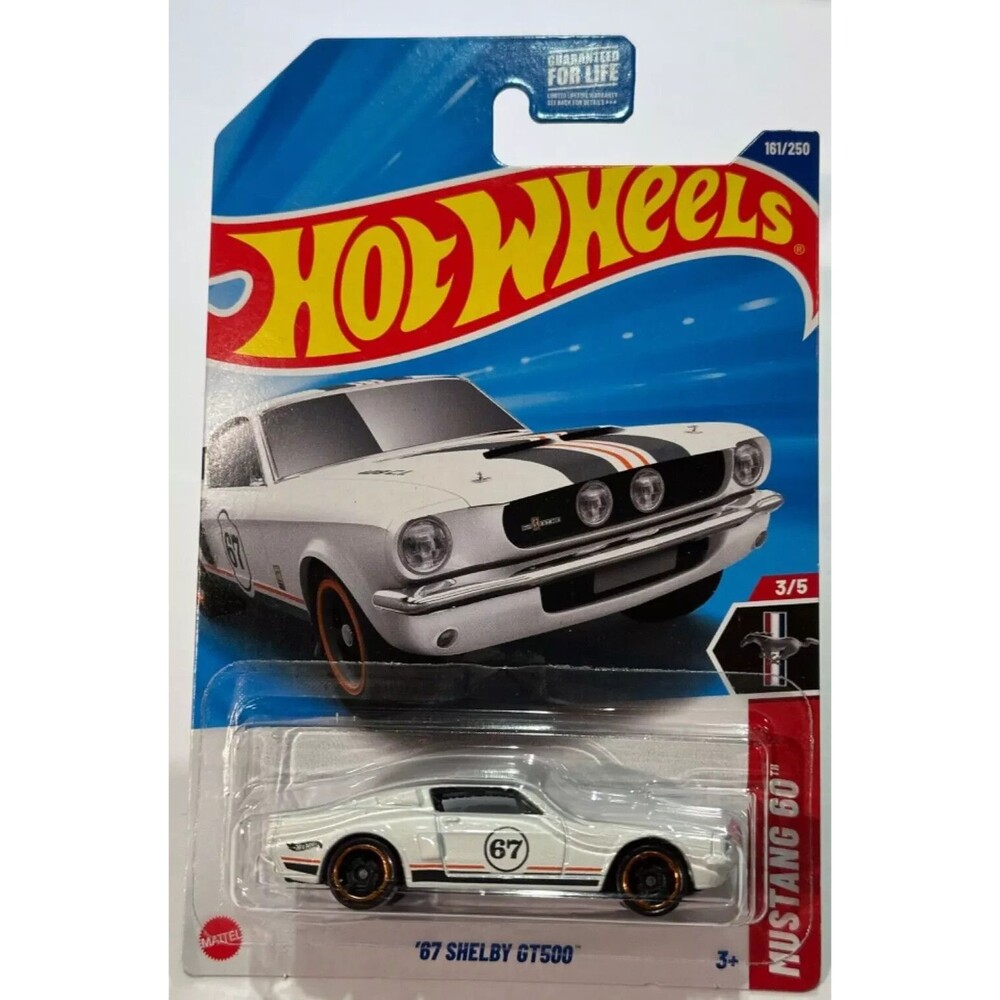 2025 HOT WHEELS '67 SHELBY GT500 WHITE 3/5 MUSTANG 60TH, 161/250 MINT ON CARD